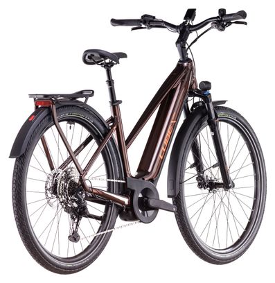 Cube Touring Hybrid Pro 625 Trapeze Elektrische Hybride Fiets Shimano Cues 11S 625 Wh 700 mm Kaneel Bruin Oranje 2025