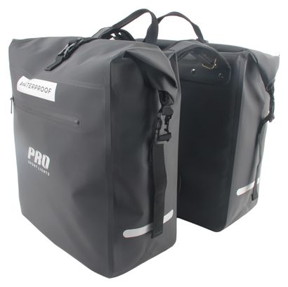 Sacoches Double Vélo 56 Litres Noire Réflecteurs