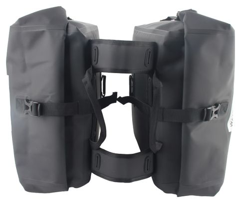 Sacoches Double Vélo 56 Litres Noire Réflecteurs