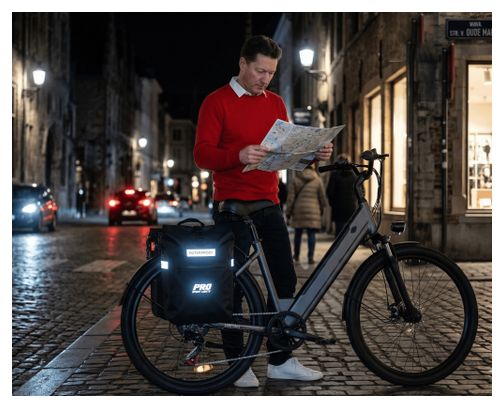 Sacoches Double Vélo 56 Litres Noire Réflecteurs