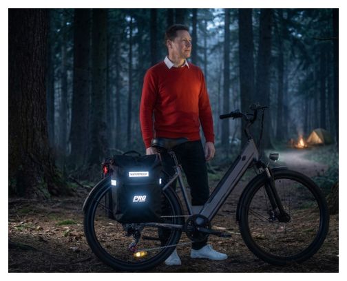 Sacoches Double Vélo 56 Litres Noire Réflecteurs
