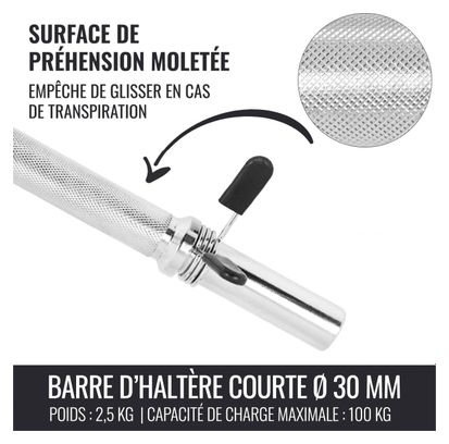 2 barres courtes de 35 cm avec stop-disques - ⌀ 30 mm