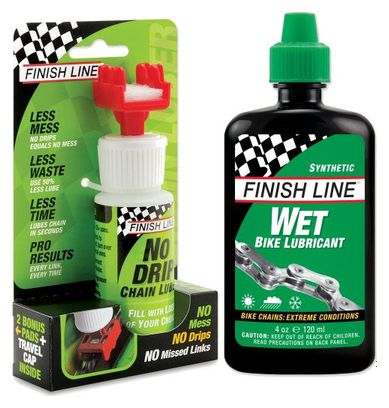 Finish Line Wet Lube 120ml Chain Lubricant + No Drip Chain Luber