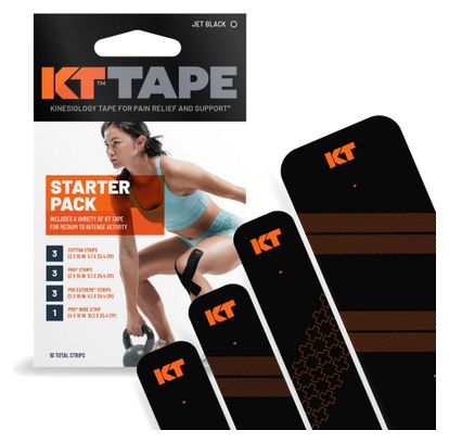 KT Tape Starter Pack Pre-Cut Strap Roll Jet Black