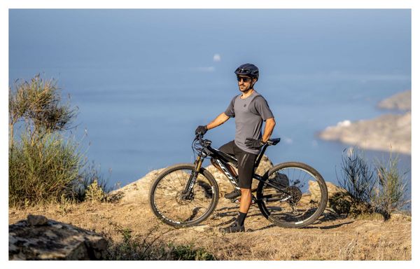 Maillot Manches Courtes VTT Velo Rogelli Adventure Distance - Homme - Gris