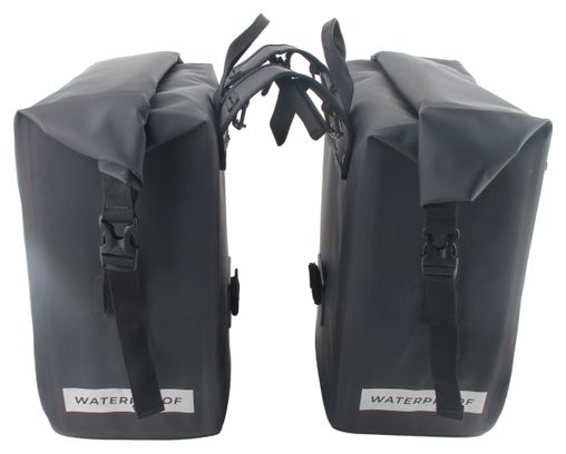 Sacoche Double Vélo 54 Litres Noire Imperméable Avec réflecteurs