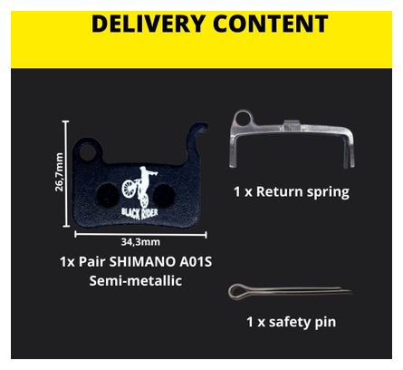 Plaquettes semi-métallique SHIMANO A01S | Black Rider
