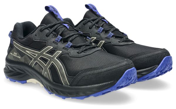 Asics Gel-Venture 10 Waterproof Trail Shoes, Black/Blue, Men's