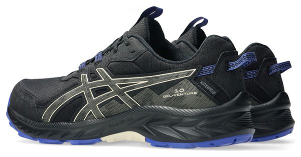 Asics Gel-Venture 10 Waterproof Trail Shoes, Black/Blue, Men's