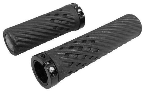 Poignee Vtt Herrmans Luna Lock 90-130Mm Noir Avec Collier Fermeture (Paire)