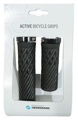 Poignee Vtt Herrmans Luna Lock 90-130Mm Noir Avec Collier Fermeture (Paire)