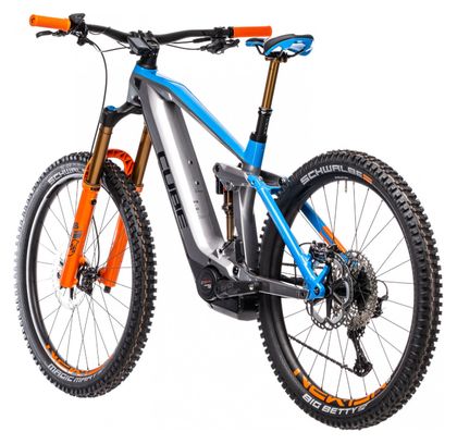 Cube Stereo Hybrid 160 HPC Actionteam 625 27.5 Kiox Elektrische Vollfederung MTB Shimano XT 12S 625 Wh 27.5'' Actionteam Grau Blau Orange 2021