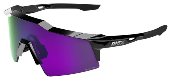 100% Speedcraft SL Polished Black HiPER Polarized Lavender Mirror Sunglasses
