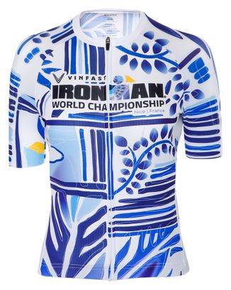 Ironman x Santini Nice 2024 Wereldkampioenschap Jersey met korte mouwen - Blauw/Wit