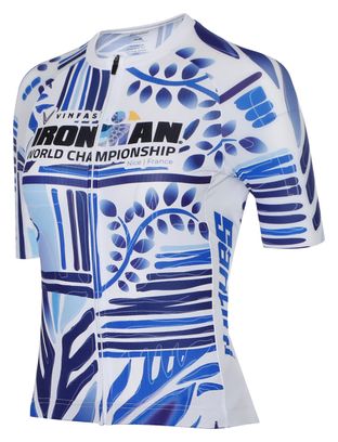 Ironman x Santini Nice 2024 Wereldkampioenschap Jersey met korte mouwen - Blauw/Wit