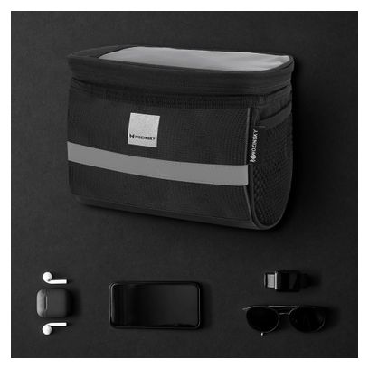 Sacoche de guidon de vélo avec pochette téléphone 2L - Noir