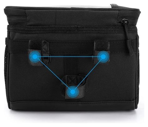 Sacoche de guidon de vélo avec pochette téléphone 2L - Noir