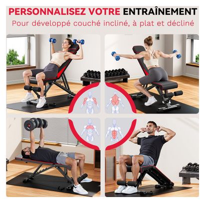 Banc de musculation réglable fitness pliable compact Noir