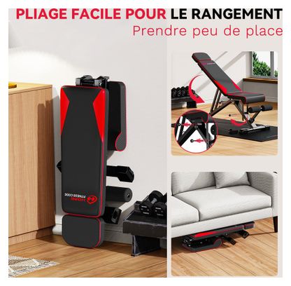 Banc de musculation réglable fitness pliable compact Noir