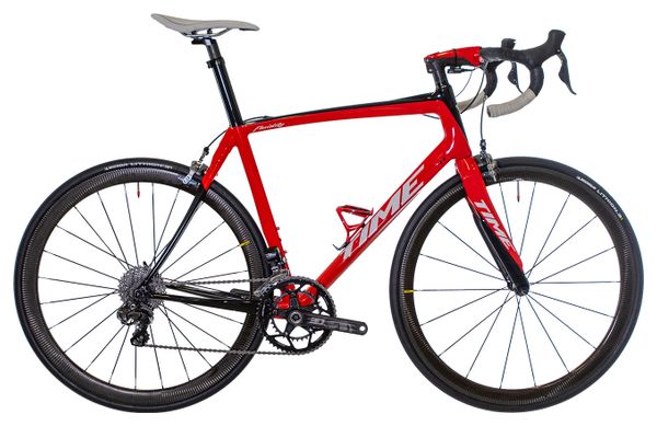 Produit Reconditionne Velo de Route Time Fluidity Aktiv Shimano Ultegra di2 11V Rouge Noir 2016 Alltricks