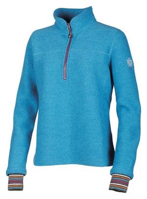 Pull en laine Ivanhoe pour femme Dina Demi-Zip Turquoise-bleu