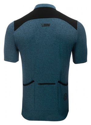 LeBram Parpaillon Gravel Short Sleeve Jersey Grey Oil Blue Straight Cut