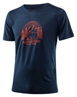 Loeffler T-shirt pour hommes Printshirt adventure Merino - Tencel ™ bleu foncé