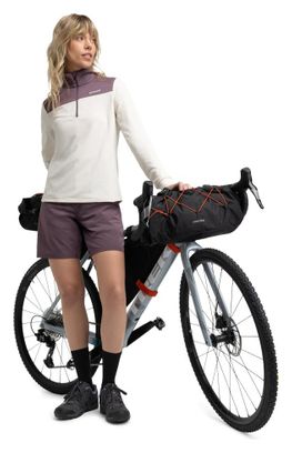 Pull demi-zip cyclotourisme femme Cyclisme Soulful Sand Beige