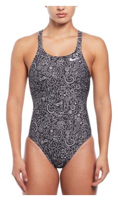 Einteiliger Badeanzug Nike Swim Hydrastrong Multi Print Schwarz Damen