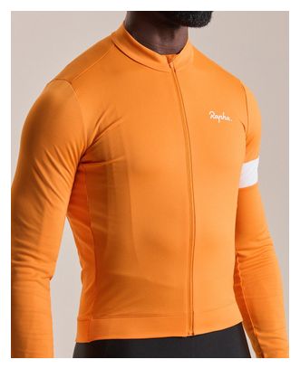 Maillot Manches Longues Rapha Core Thermal Orange/Blanc Homme