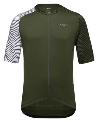 Maillot Manches Courtes Gore Wear C5 Olive Blanc