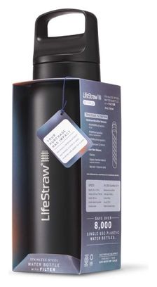 Bouteille filtre à eau LifeStraw Go 2.0 isolée en acier inoxydable noir 1 litre-Noir