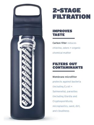 Bouteille filtre à eau LifeStraw Go 2.0 isolée en acier inoxydable noir 1 litre-Noir