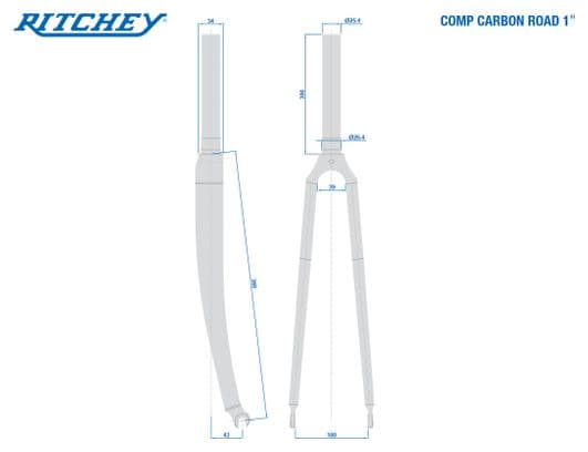 Forcella Ritchey Comp Carbon Road | 1' | 3k Glossy | Black
