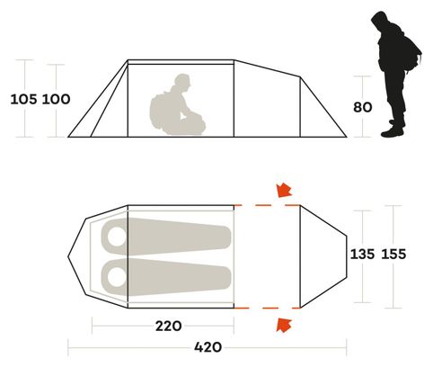 Tenda per 2 persone Ferrino Volta 2 Blu