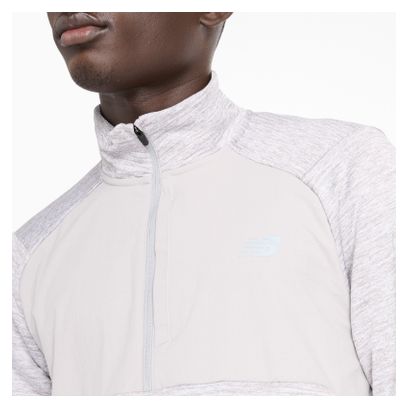 Camiseta Térmica New Balance Athletics Heat Grid Gris, Hombre, 1/2 Cremallera