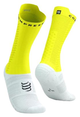 Chaussettes Compressport Pro Racing Socks v4.0 Bike Blanc/Jaune