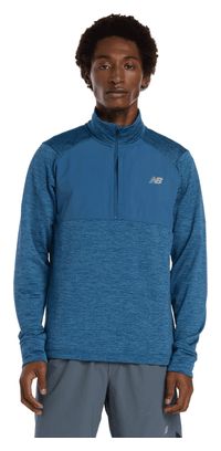Camiseta térmica New Balance Athletics Heat Grid Blue, 1/2 cremallera, Hombre