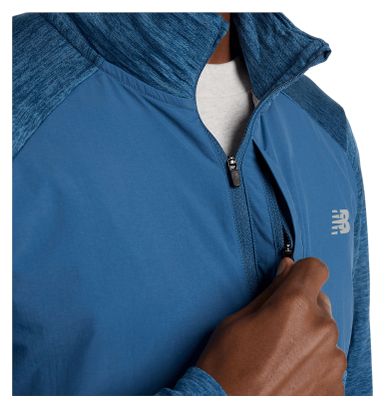 Camiseta térmica New Balance Athletics Heat Grid Blue, 1/2 cremallera, Hombre