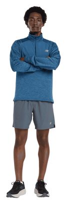 Camiseta térmica New Balance Athletics Heat Grid Blue, 1/2 cremallera, Hombre