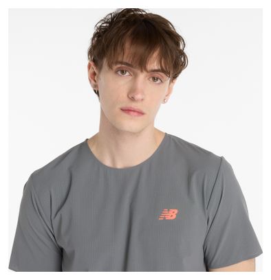 Herenshirt New Balance Race Day Ultra Light Grijs/Rood met korte mouwen
