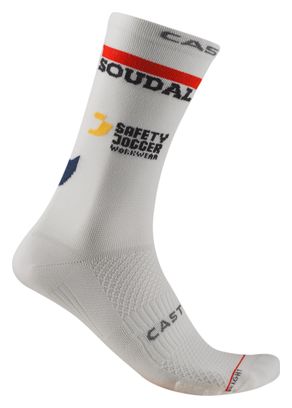 Calcetines Castelli Rosso Corsa Pro 18 Soudal Quickstep Blanco