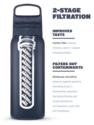Bouteille filtre à eau LifeStraw Go 2.0 isolée en acier inoxydable 700 ml-Blanc