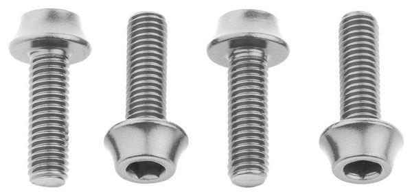 Set van 4 Wolf Tooth Water Bottle Cage Bolts M5x15 mm Zilver