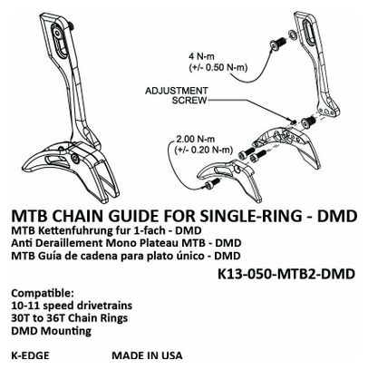 Guide Chaine K-Edge 1x MTB | 34-44 | Direct-Mount Noir