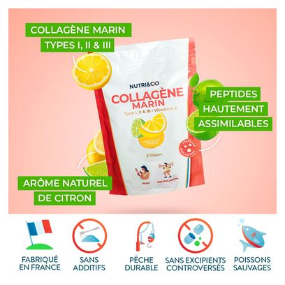 Collagène Marin - Peau et Santé des Articulations - Goût Citron - 180 grammes