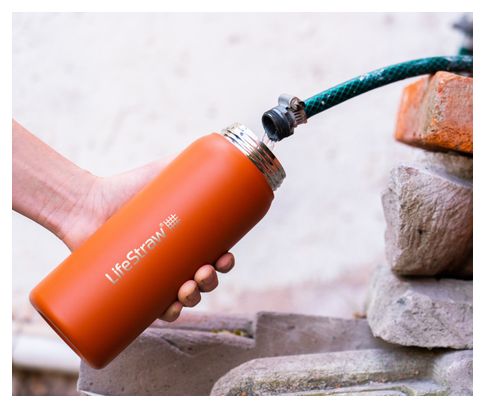 Bouteille filtre à eau LifeStraw Go 2.0 Kyoto Orange isolée en acier inoxydable 1 litre-Orange