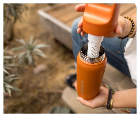 Bouteille filtre à eau LifeStraw Go 2.0 Kyoto Orange isolée en acier inoxydable 1 litre-Orange