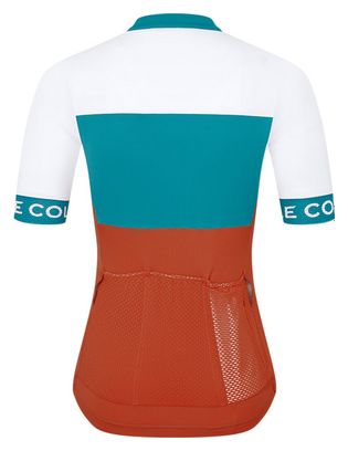 Damestrui Le Col Léger Sport Korte Mouw Wit/Blauw/Oranje