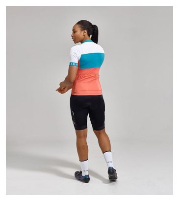 Damestrui Le Col Léger Sport Korte Mouw Wit/Blauw/Oranje